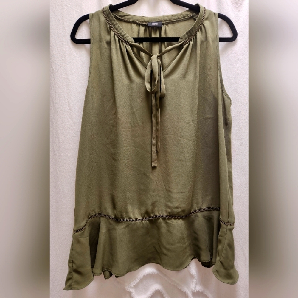 Mossimo Olive Green Sleeveless Blouse SZ Large